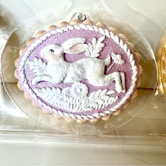 3 Springtime Bunny Ornaments 3D Flowers Butterfly Sparkle - Picture 6 of 10